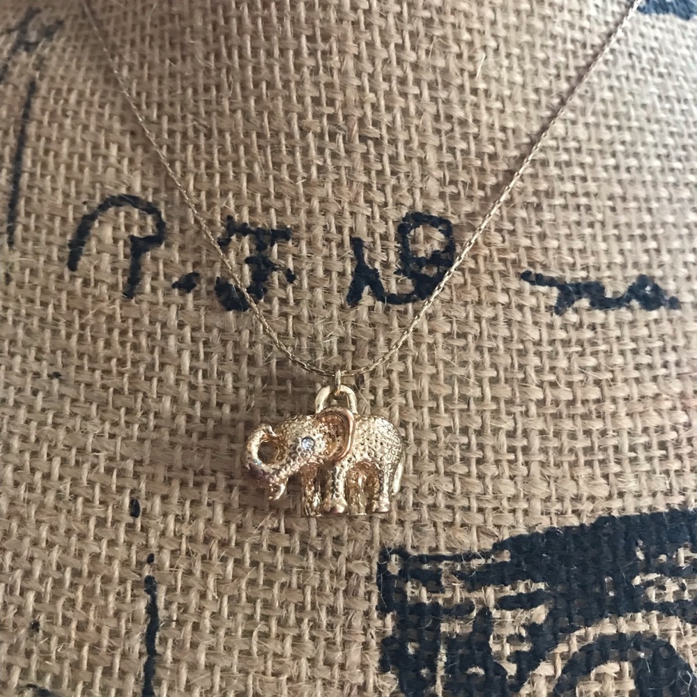 New York & Company Gold Elephant Pendant Necklace